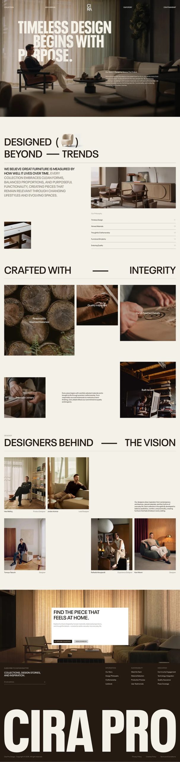 Cira Pro interior design website featuring project photography and a neutral colour palette